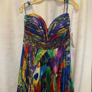 Multicolor Strapless Dress Gown